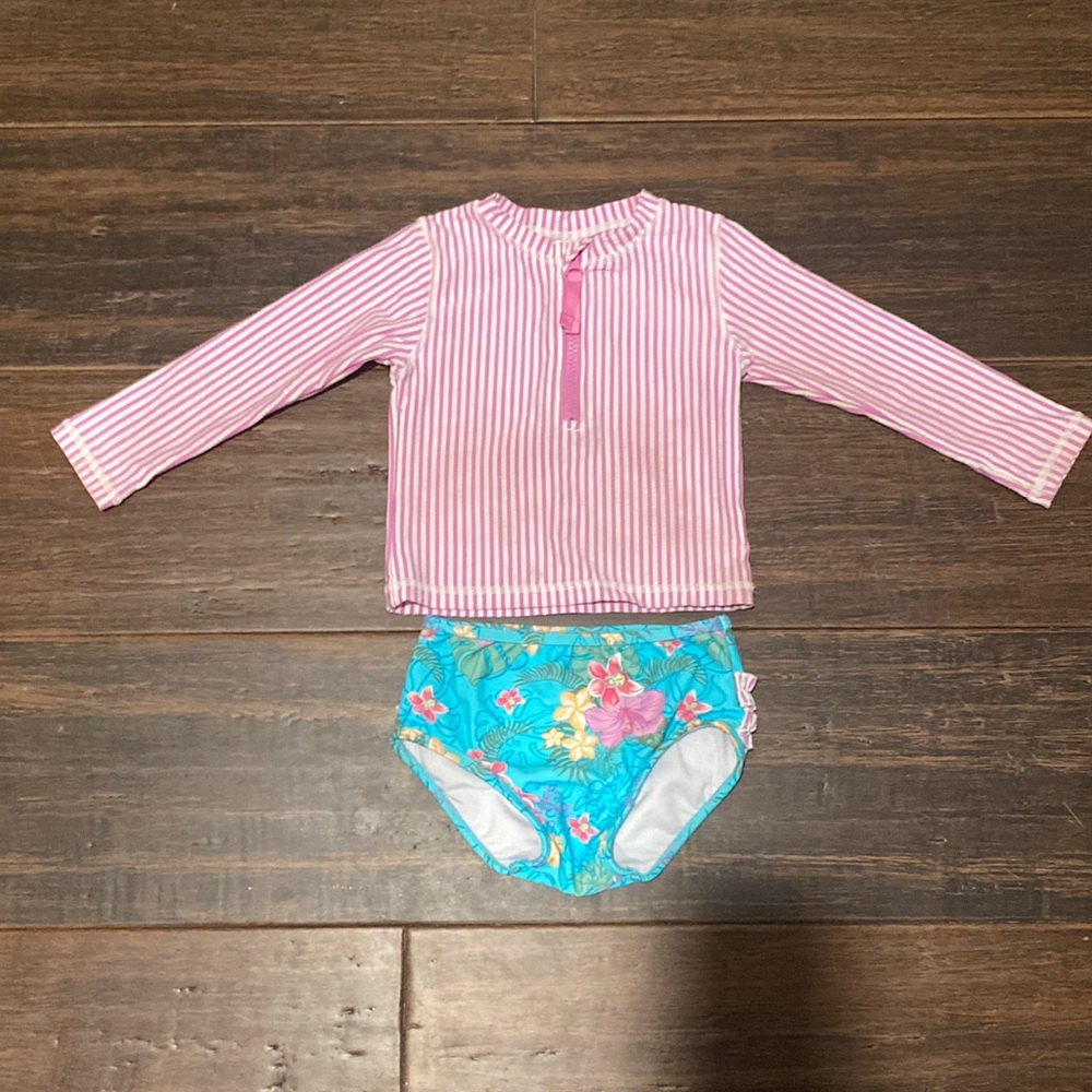 Ruffle Butts 2t rash guard 2 piece swimsuit - GUC